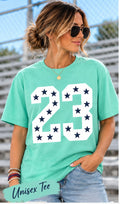 Custom Teal/White/Black Number Unisex Tee