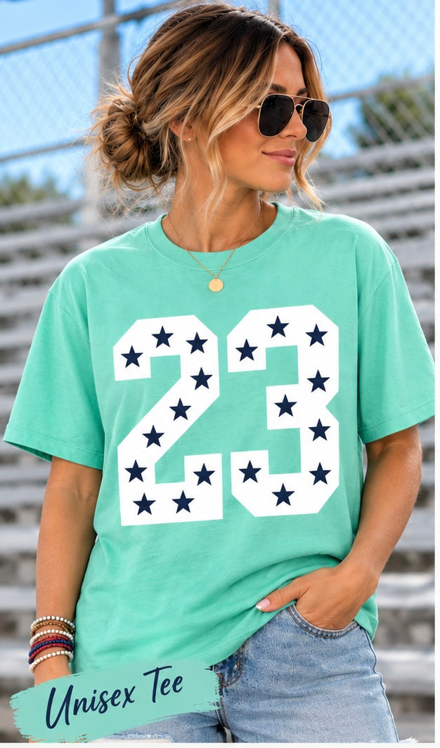 Custom Teal/White/Black Number Unisex Tee