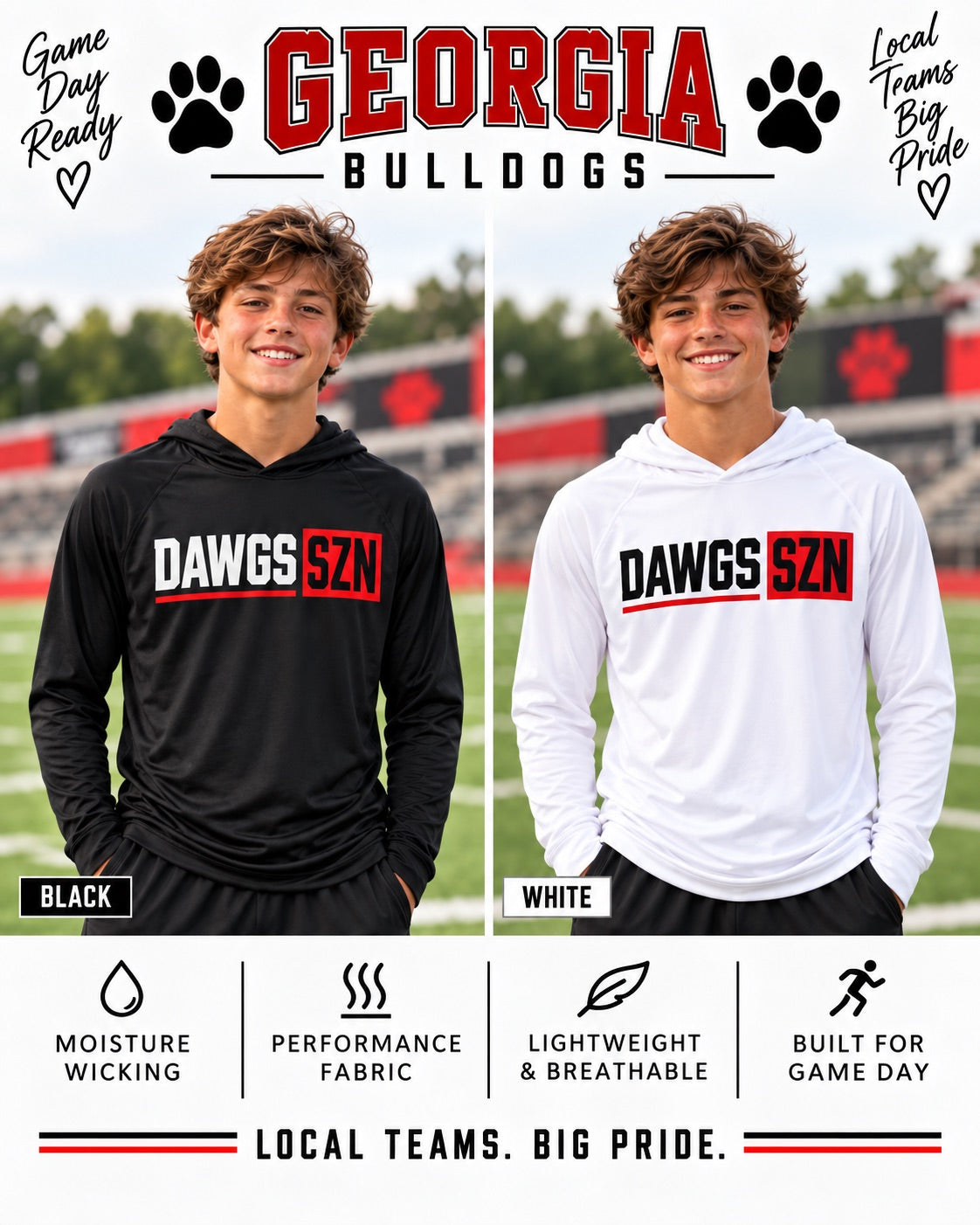 Boys Dawgs SZN Longsleeve Performance Hoodie
