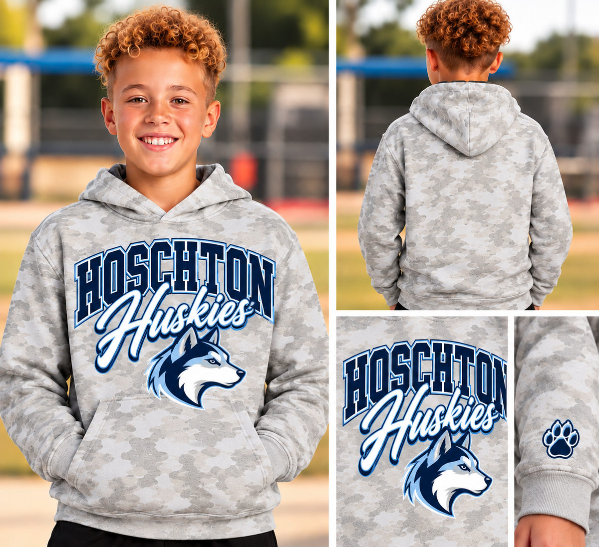 Youth Huskies Camo Hoodie