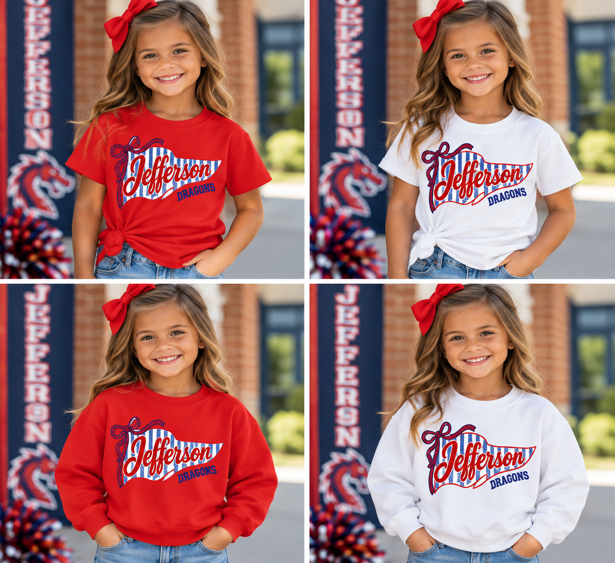 Girls Dragons Pennant Sweatshirt + Tee
