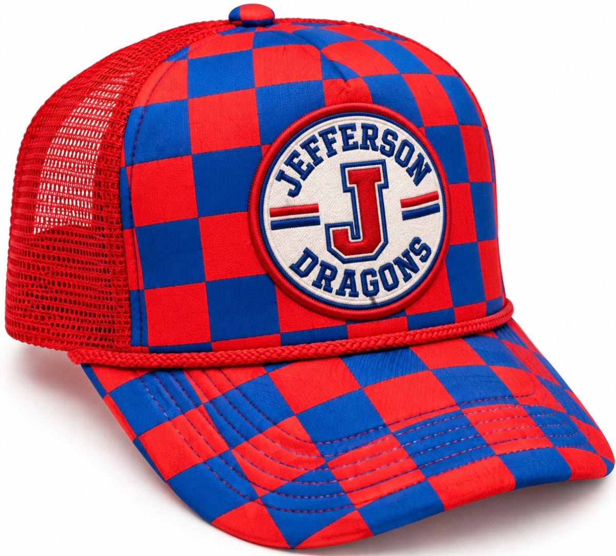 Jefferson Patch Checkered Trucker Hat