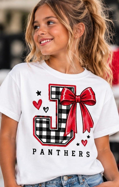 Youth JAXCO Gingham Varsity J Bow Tee 🎀