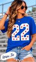 Custom Blue/Red/White Number Unisex Tee