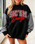 Georgia Gingham Sleeve Oversized Sweatshirt