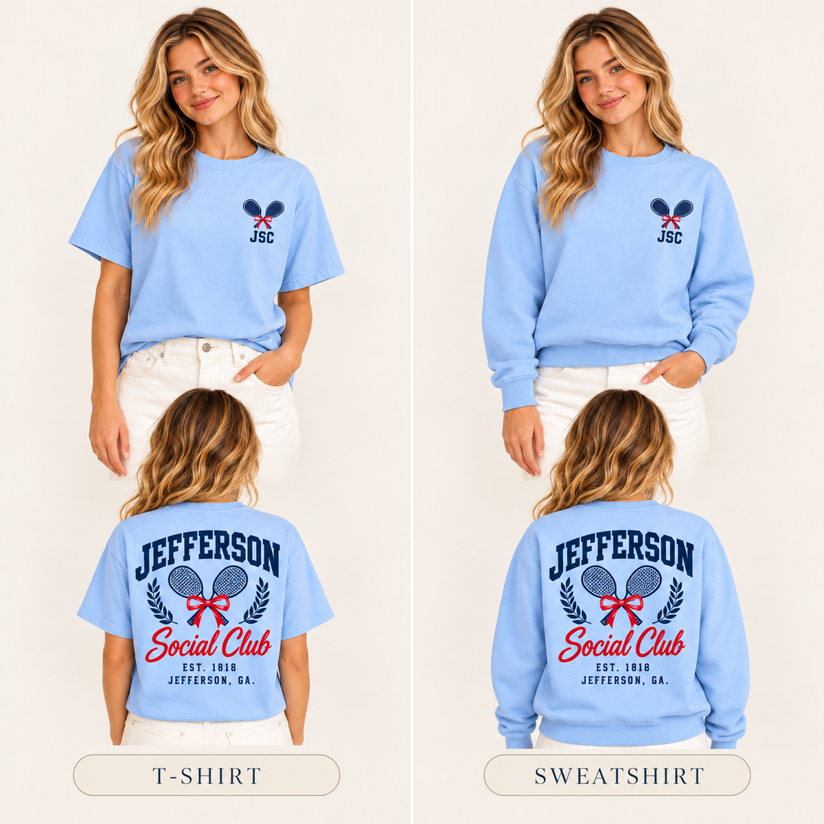 Jefferson Social Club Tee/Crewneck – Baby Blue