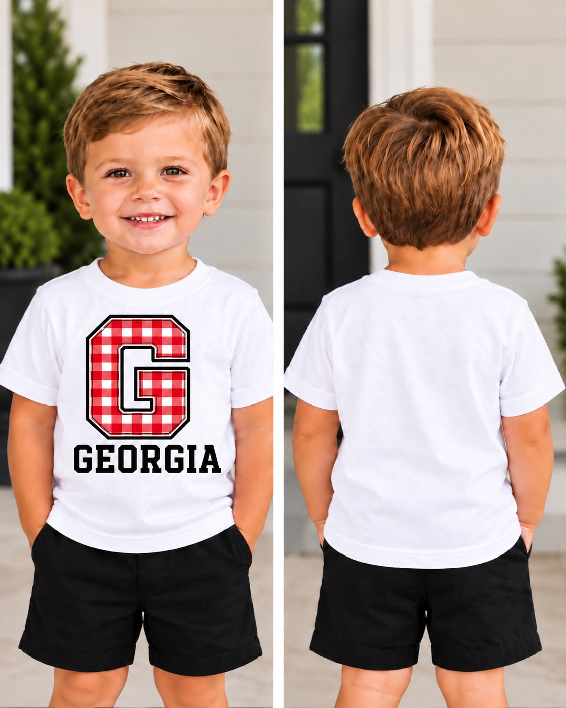 Little Dawgs Boys Gingham Tee - Toddler
