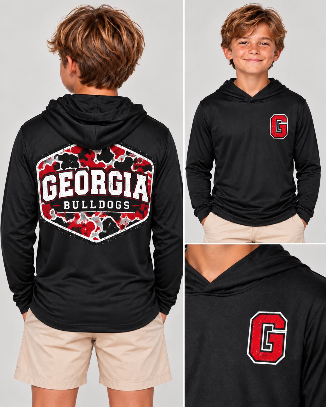 Boys Georgia Camo Longsleeve Performance Hoodie