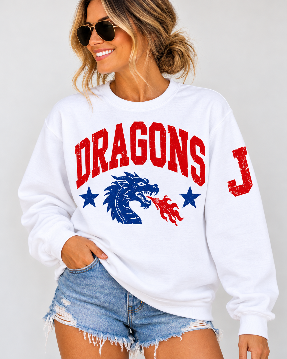 Jefferson Dragons Vintage Boxy Crew Neck