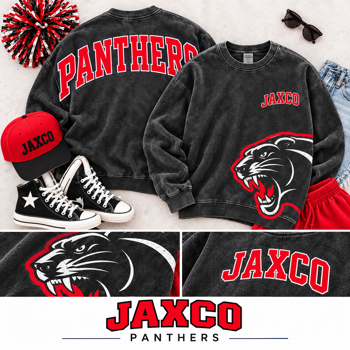 Jaxco Vintage Varsity Statement Crew Neck