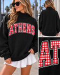 Athens Gingham Varsity Oversized Mockneck