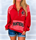 Jaxco Gingham Game Day Quarter Zip Pullover