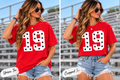 Custom Red/White/Black Number Unisex of Cropped Tee