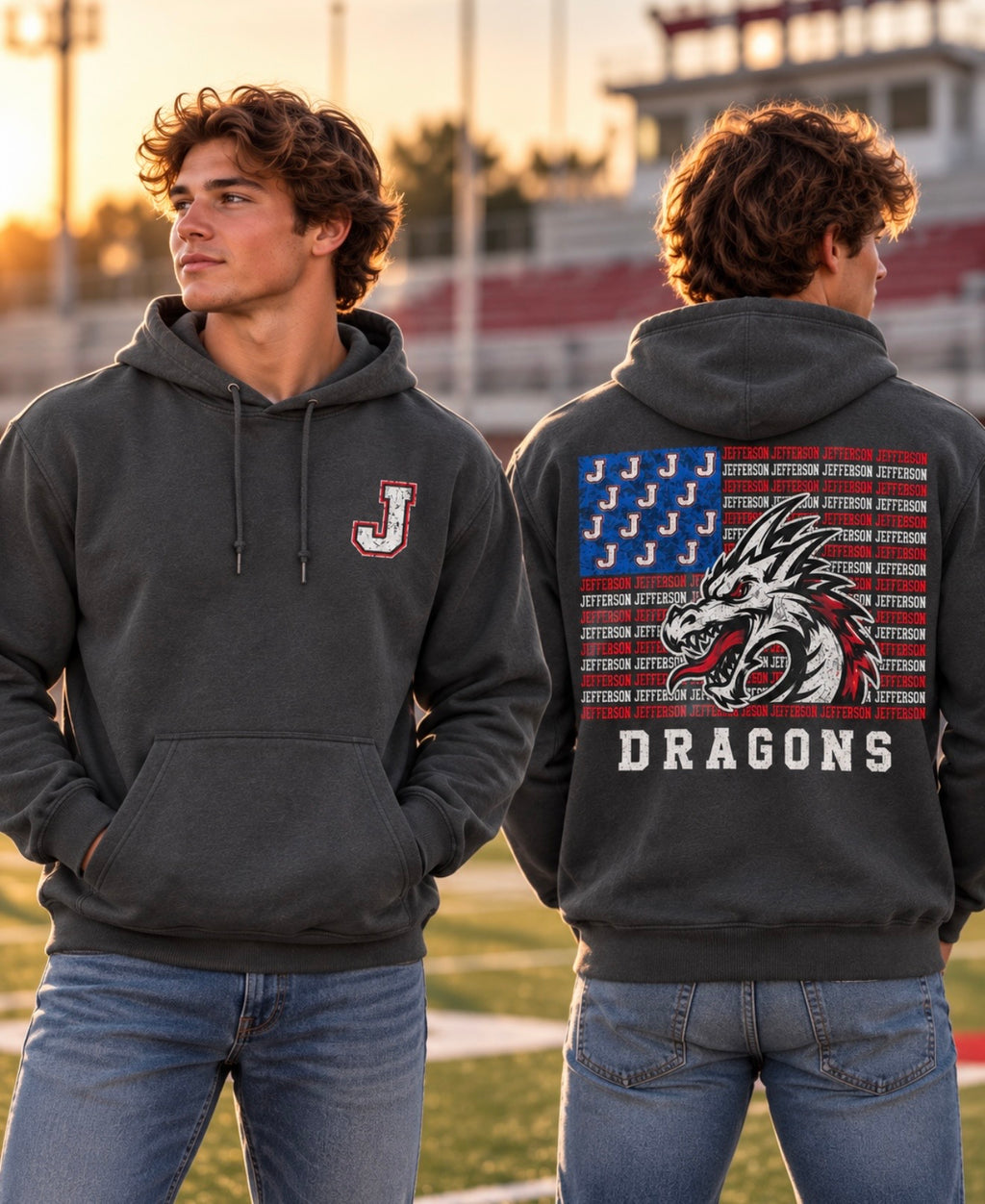 Jefferson Varsity Spirit Flag Hoodie