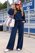 Blue Sideline Polka Dot Pant Set