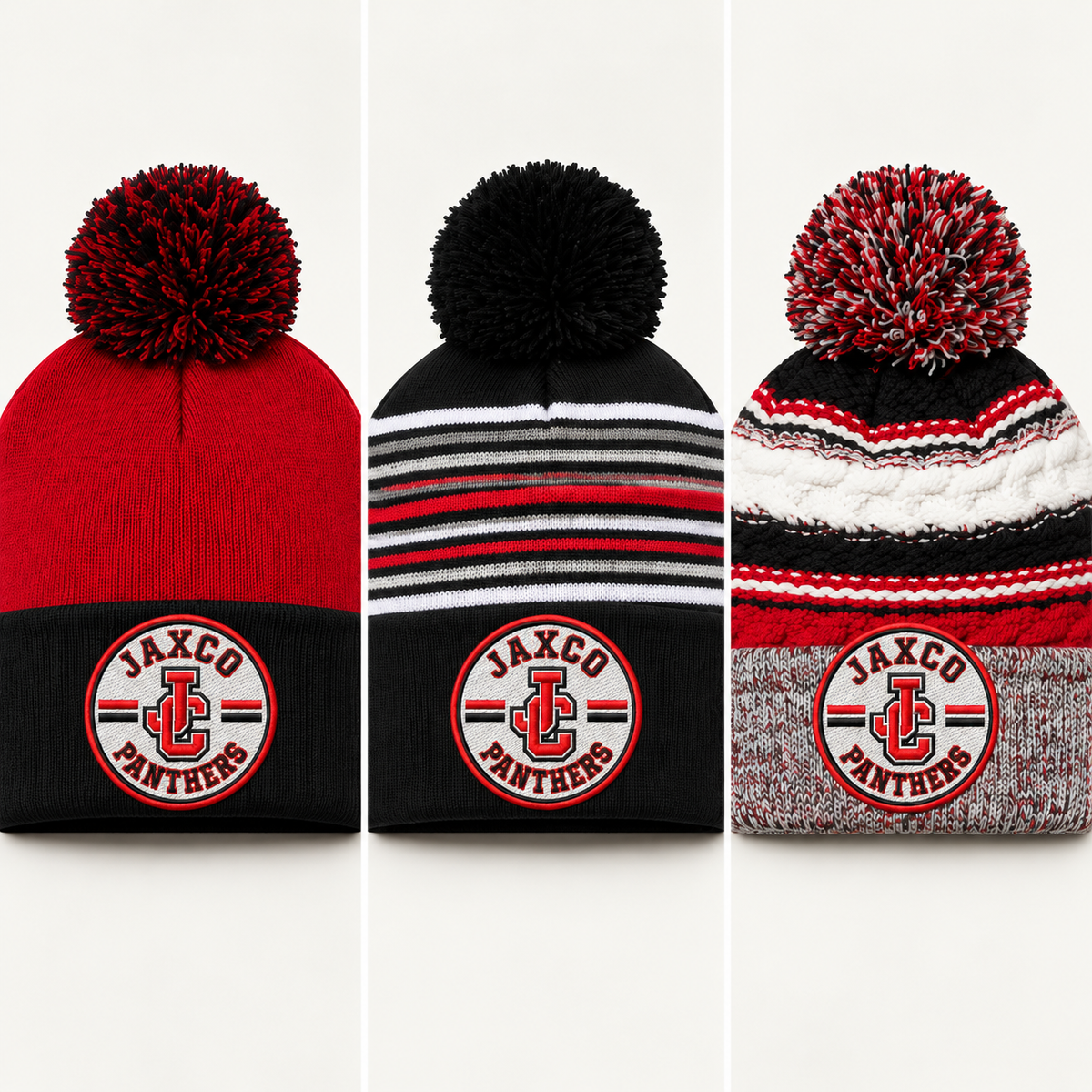 Jaxco Panthers Pom Pom Beanies