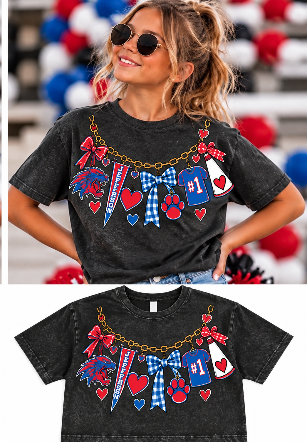 Youth Jefferson Game Day Charm Tee ❤️💙