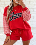 Jaxco Gingham Sleeve Game Day Shorts Set