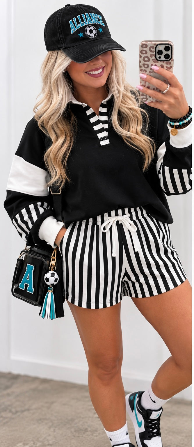 🖤 The Varsity Stripe Sideline Shorts Set