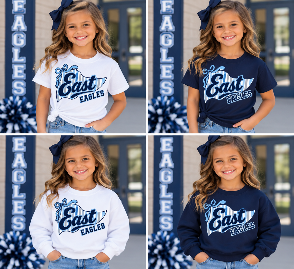 Girls East Pennant Sweatshirt + Tee