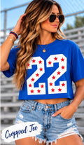 Custom Blue/Red/White Number Cropped Tee