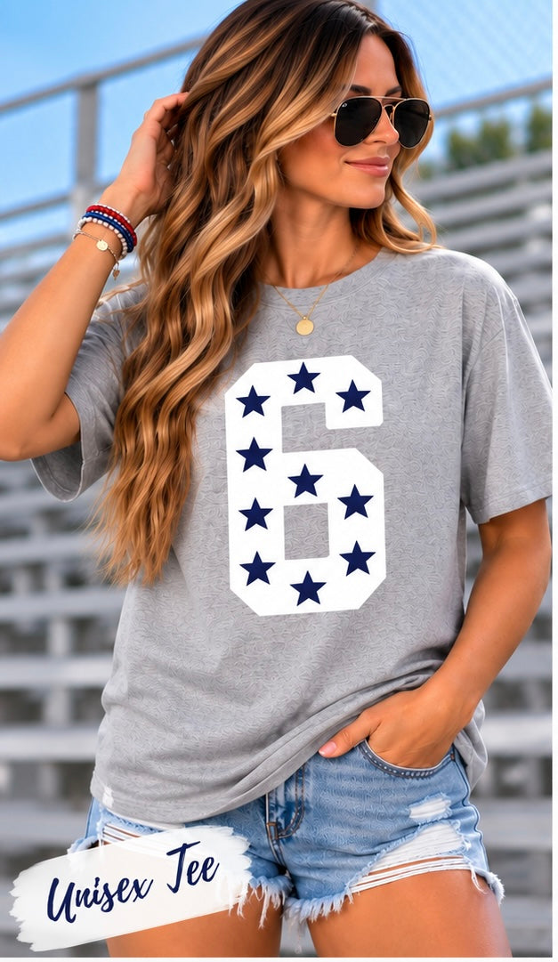 Custom Gray/White/Navy Number Tee