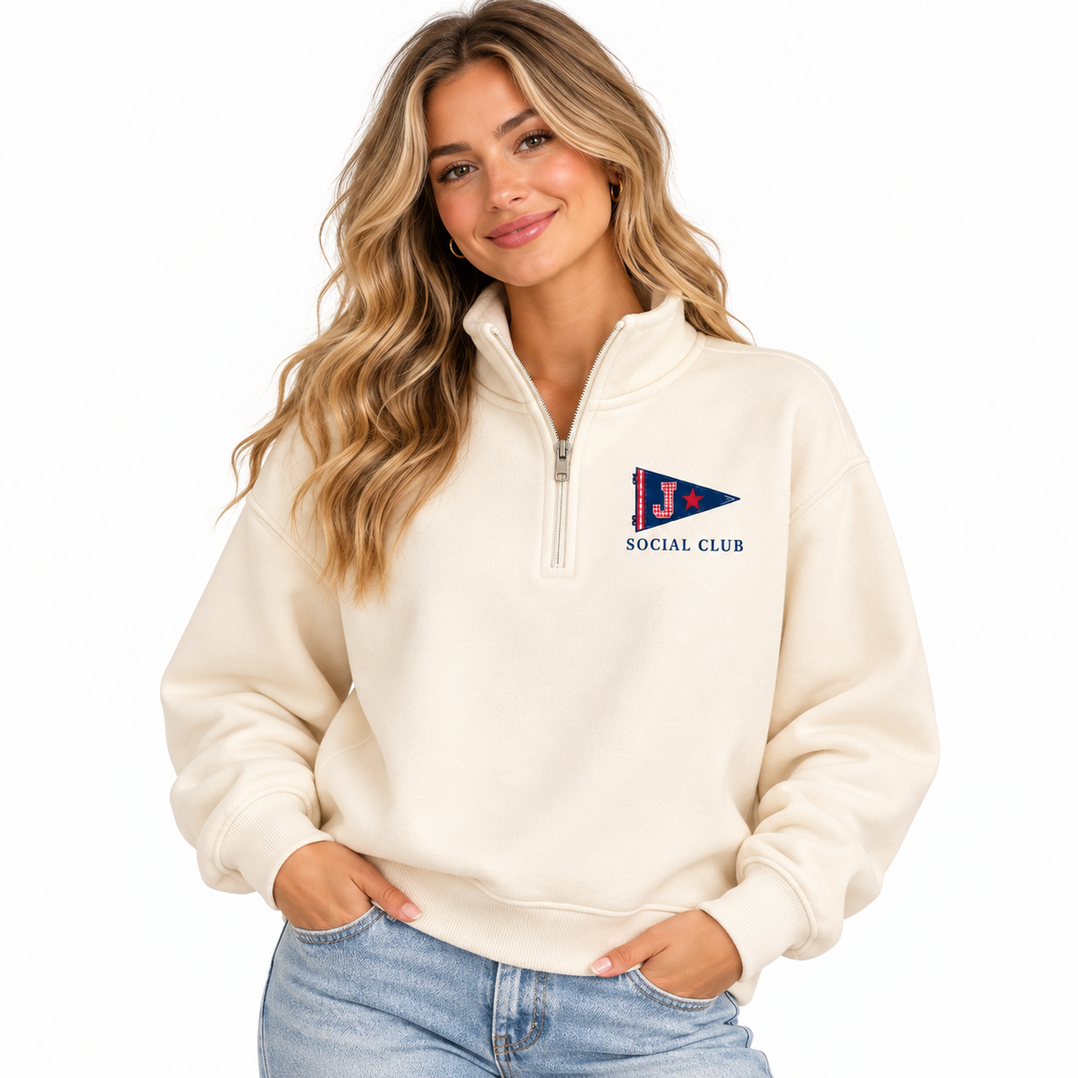 J-Town Social Club Varsity Pennant Quarter-Zip