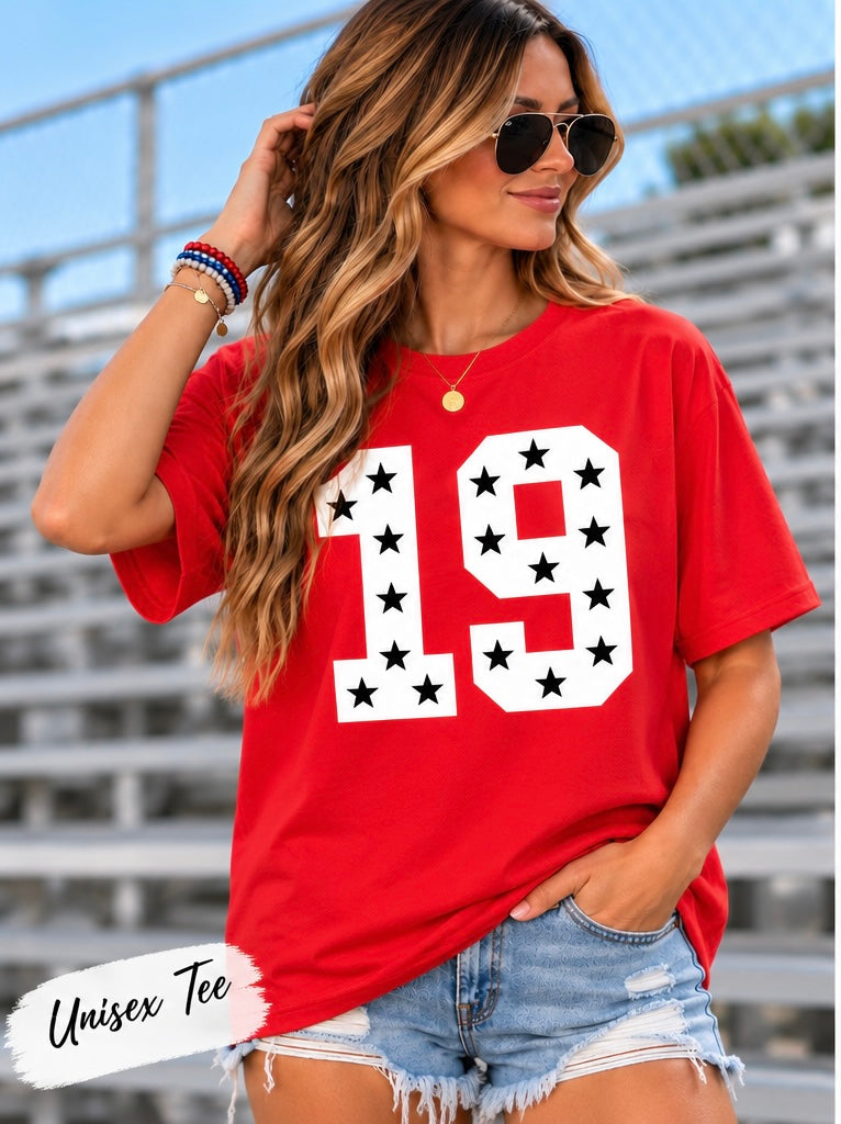 Custom Red/Black/White Number Tee