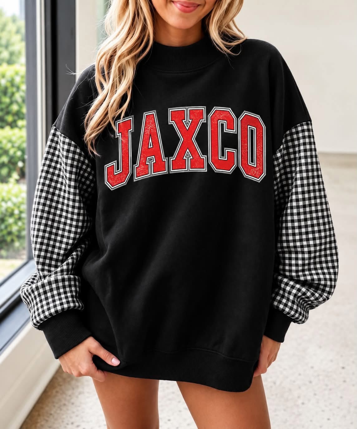 Oversized Gingham Jaxco Sweatshirt