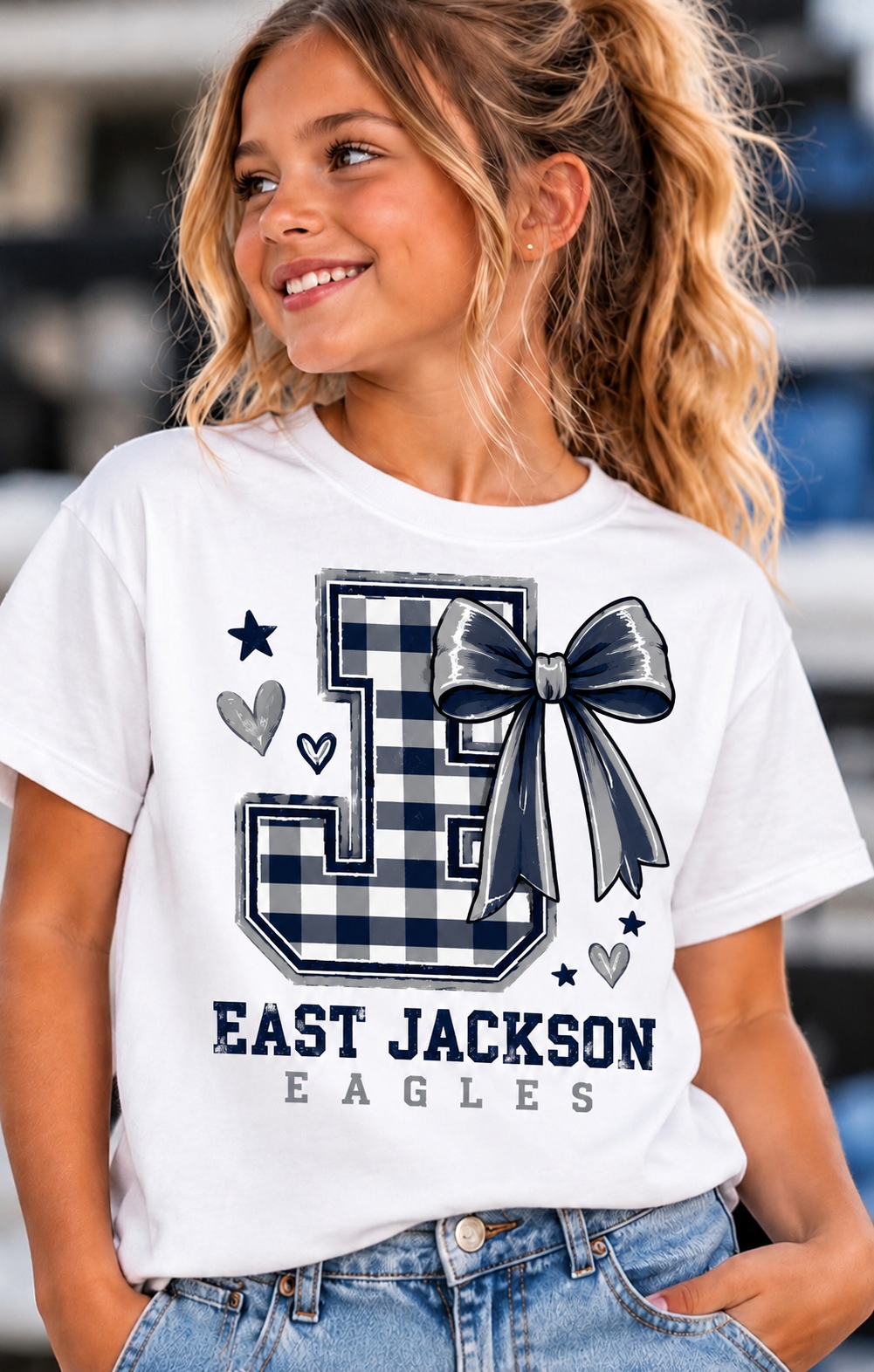Youth East Gingham Varsity J Bow Tee 🎀